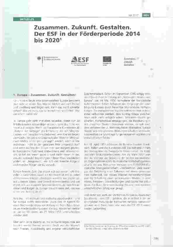 Vorschauseite 1: Zusammen. Zukunft. Gestalten. Der ESF in der Förderperiode 2014 bis 2020 Bundesministerium für Arbeit und Soziales ESF