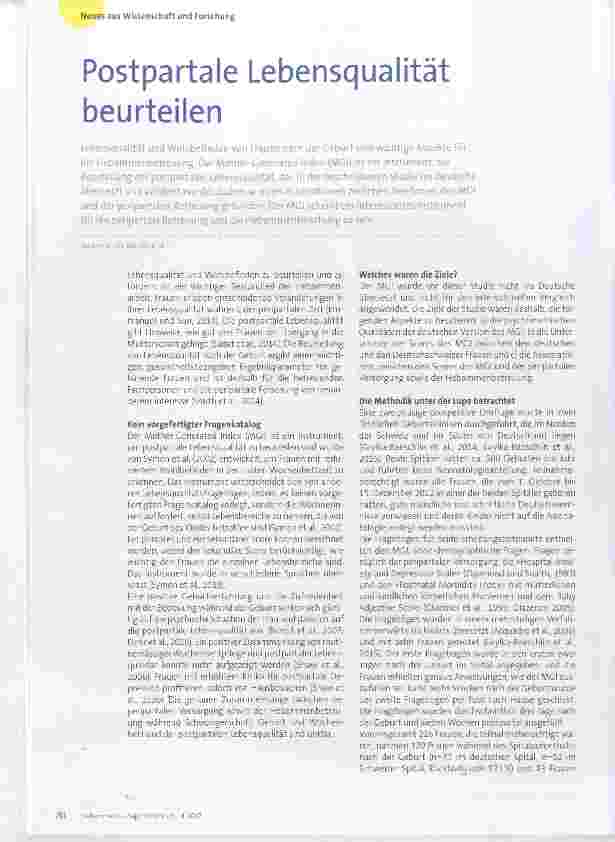 Vorschauseite 1: Postpartale Lebensqualität beurteilen