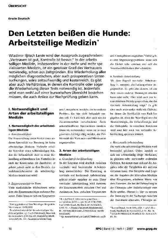 Vorschauseite 1: Den Letzten beißen die Hunde: Arbeitsteilige Medizin