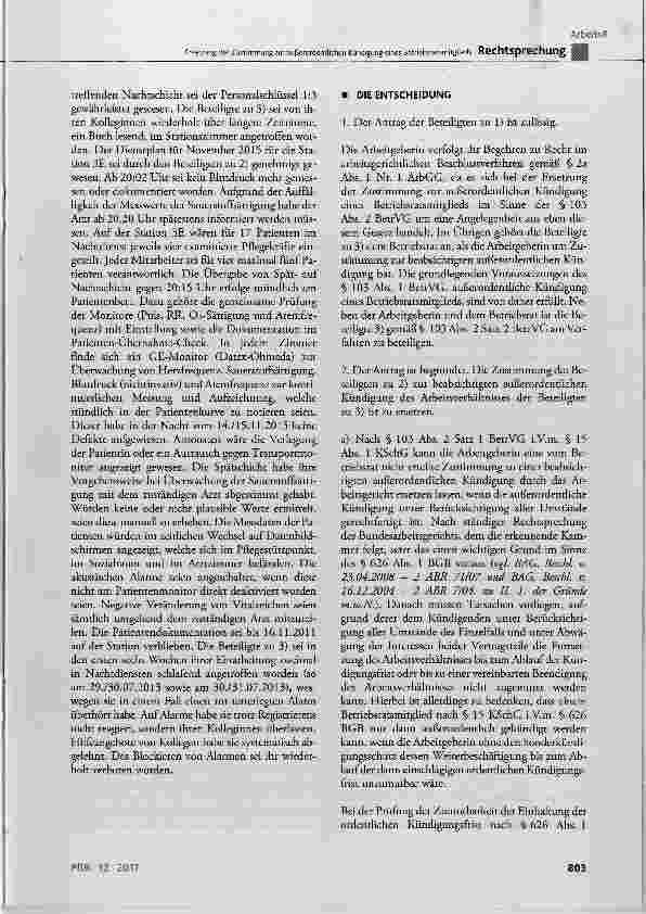 Vorschauseite 6: Ersetzung der Zustimmung zur außerordentlichen Kündigung eines Betriebsratsmitglieds
