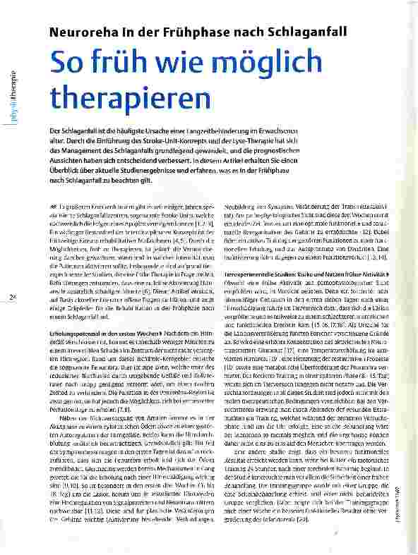 Vorschauseite 1: Neuroreha in der Frühphase nach Schlaganfall So früh wie möglich therapieren
