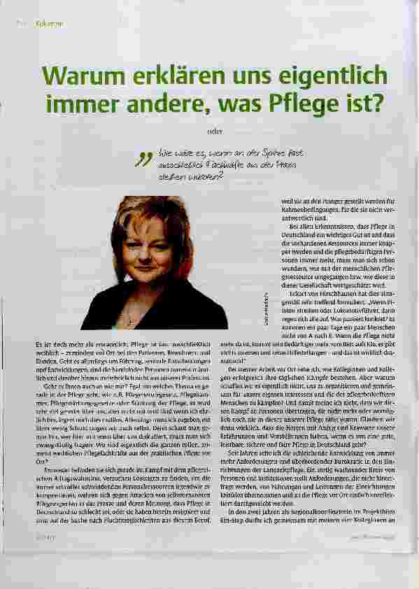 Vorschauseite 1: Warum erklären uns eigentlich immer andere, was Pflege Ist?