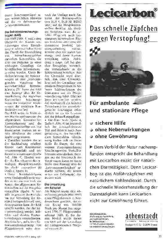 Vorschauseite 4: Die Umsetzung der Pflegebuchführungsverordnung 5. Teil (Schluß): Kostenund Leistungsrechnung