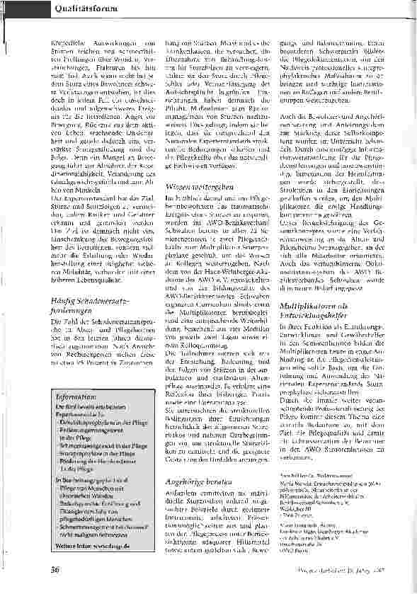 Vorschauseite 2: Multiplikatoren für mehr Qualität - Expertenstandards sollen flächendeckend eingeführt werden