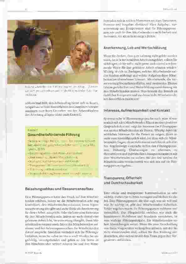 Vorschauseite 2: Gesundheitsfördernde Führung der Mitarbeitenden Was kann ich als Führungsperson für den Erhalt der Mitarbeitenden tun?
