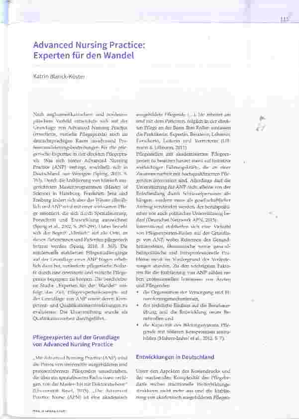 Vorschauseite 1: Advanced Nursing Practice; Experten für den Wandel