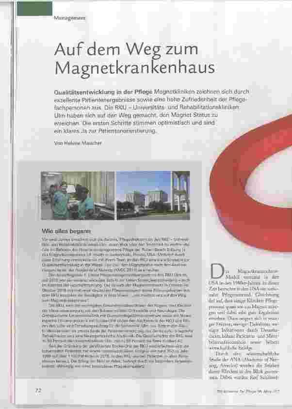 Vorschauseite 1: Auf dem Weg zum Magnetkrankenhaus