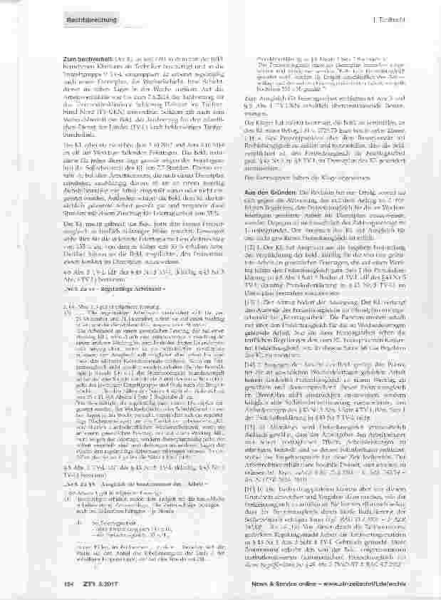 Vorschauseite 2: Freizeitausgleich für an gesetzlichen Wochenfeiertagen geleistete Arbeit - Ausweisung des Freizeitausgleichs im Dienstplan Zulässigkeit des Freizeitausgleichs durch Sollstundenred…