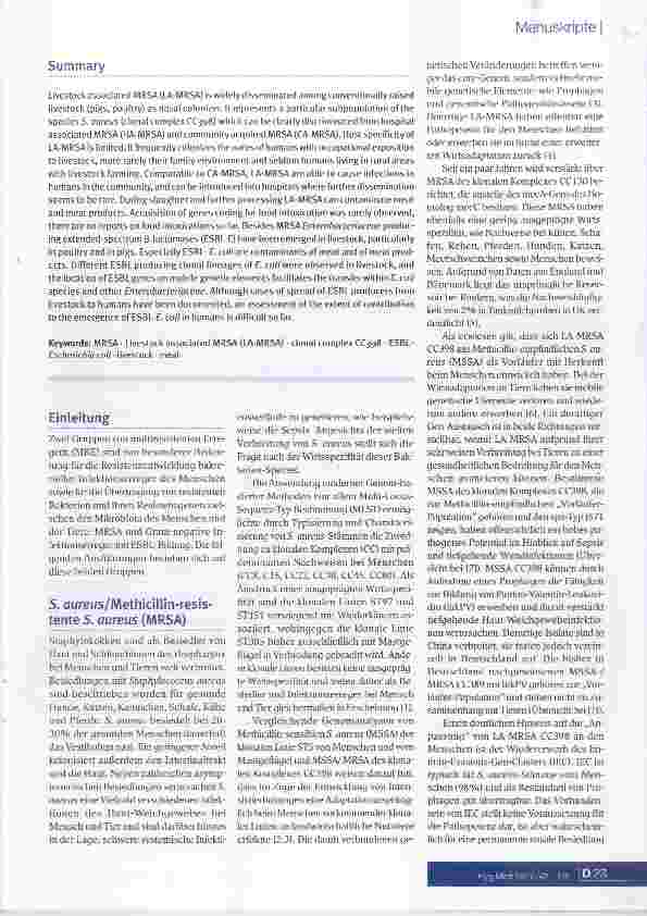 Vorschauseite 2: MRE bei Mensch und Tier: Übertragungswege und Infektionsrisiko