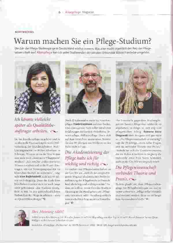 Vorschauseite 1: Warum machen Sie ein Pflege-Studium?
