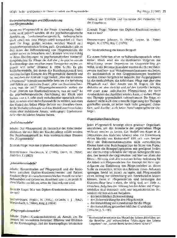 Vorschauseite 2: Möglichkeiten und Grenzen der Anwendbarkeit von Pflegemodellen in der psychosomatischen Krankenpflege