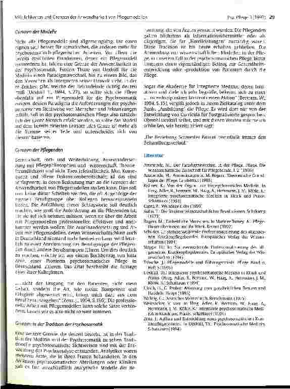 Vorschauseite 6: Möglichkeiten und Grenzen der Anwendbarkeit von Pflegemodellen in der psychosomatischen Krankenpflege