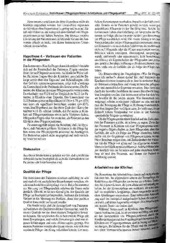 Vorschauseite 5: Beeinflussen PflegeexpertInnen Arbeitsklima und Pflegequalität? Zweiter Teil: Die Resultate