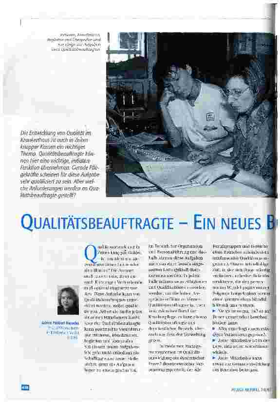 Vorschauseite 1: Qualitätsbeauftragte - ein neues Berufsfeld