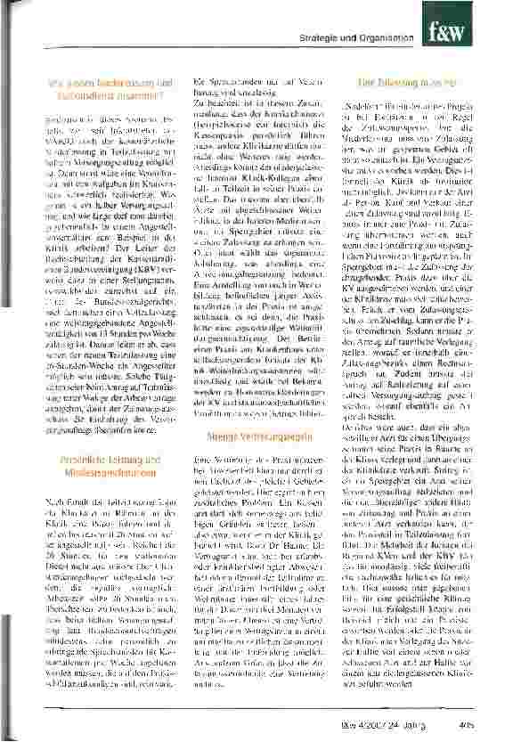 Vorschauseite 4: Kassenärzte im Krankenhaus