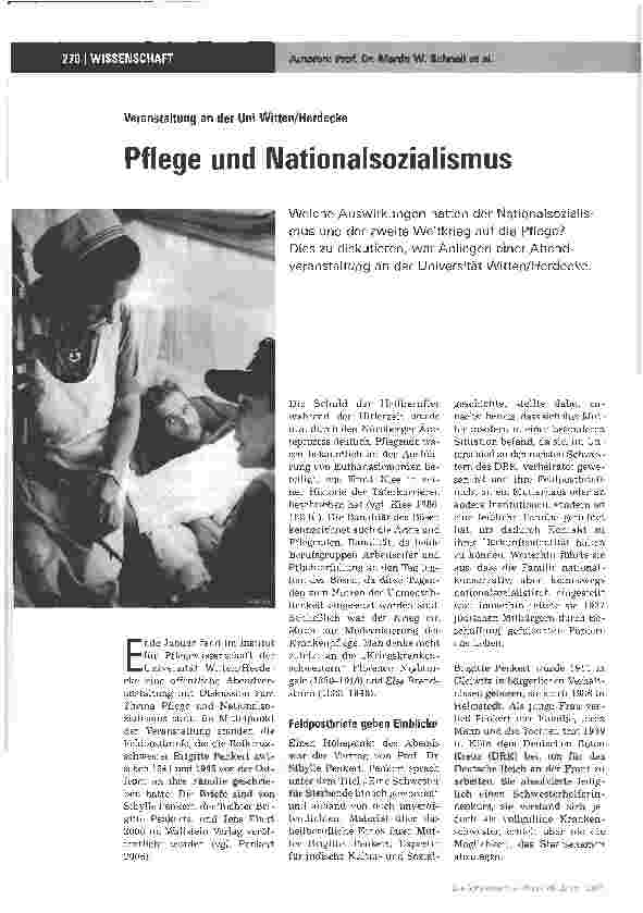 Vorschauseite 1: Pflege und Nationalsozialismus