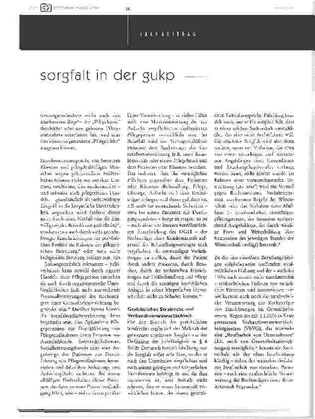 Vorschauseite 4: Sorgsfalt in der Gesundheitsund Krankenpflege - haftungsrechtlicher Maßstab für Qualität?