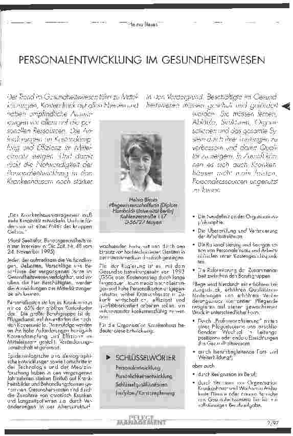 Vorschauseite 1: Personalentwicklung im Gesundheitswesen