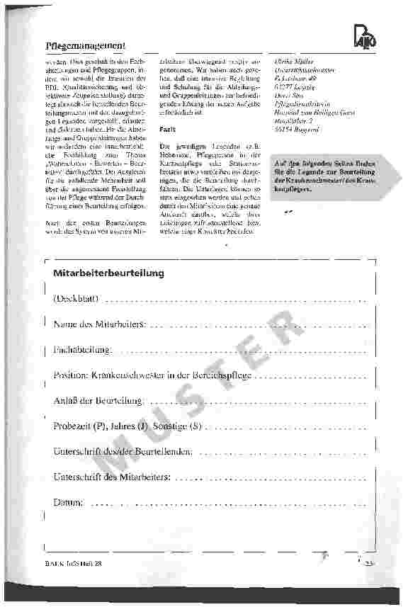 Vorschauseite 2: Periodische Beurteilung von Mitarbeitern im Pflegedienst