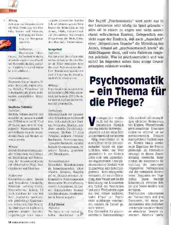 Vorschauseite 1: Psychosomatik - ein Thema für die Pflege