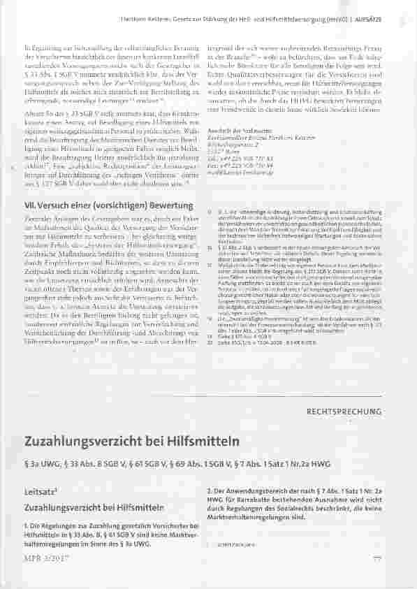 Vorschauseite 1: Zuzahlungsverzicht bei Hilfsmitteln