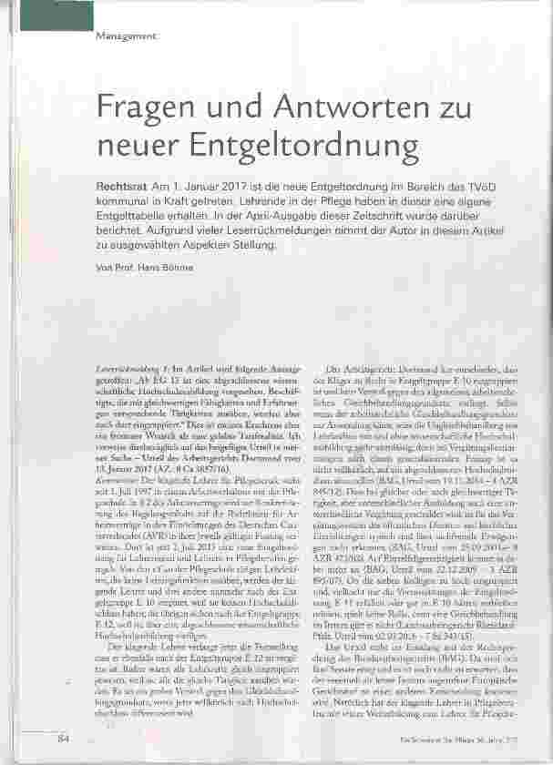 Vorschauseite 1: Fragen und Antworten zu neuer Entgeltordnung