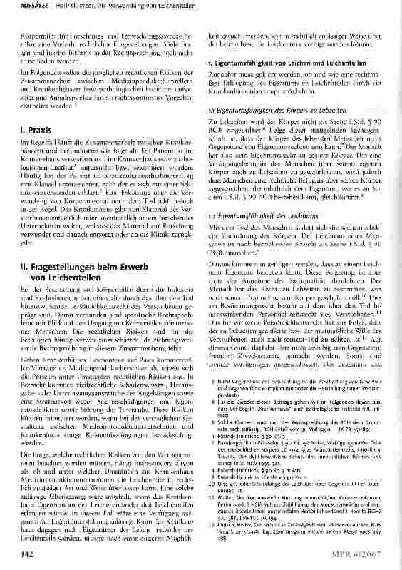 Vorschauseite 2: Die Verwendung von Leichenteilen durch Medizinproduktehersteller im Rahmen der Produktentwicklung