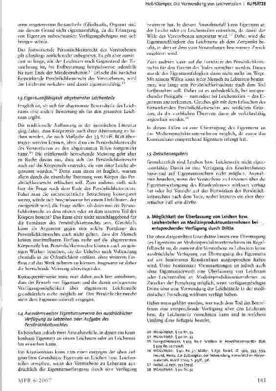 Vorschauseite 3: Die Verwendung von Leichenteilen durch Medizinproduktehersteller im Rahmen der Produktentwicklung