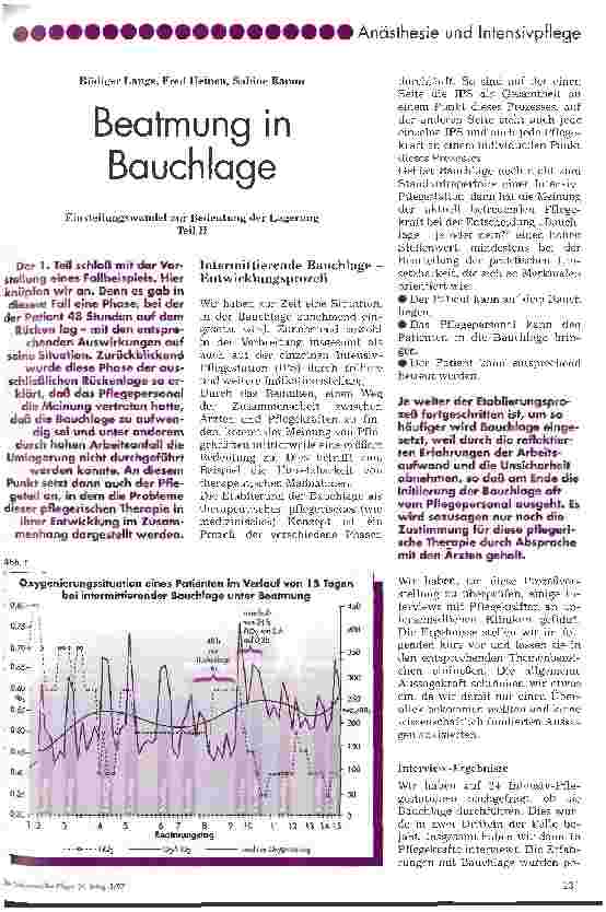 Vorschauseite 1: Beatmung in Bauchlage - Einstellungswandel zur Bedeutung der Lagerung - Teil II