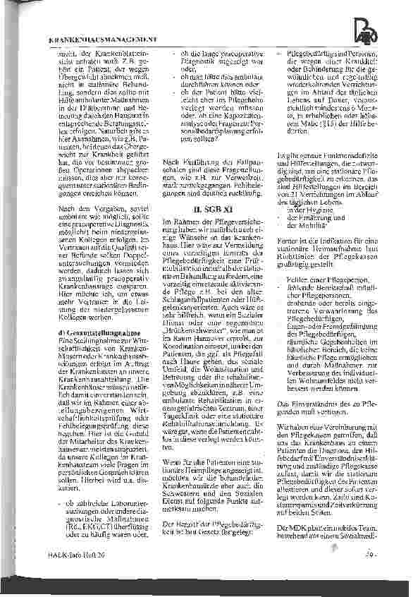 Vorschauseite 2: Erwartungen an das Krankenhaus - Statement der Krankenkassen -