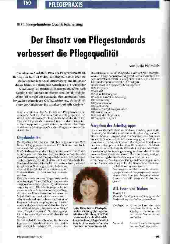 Vorschauseite 1: Der Einsatz von Pflegestandards verbessert die Pflegequalität Stationsgebundene Qualitätssicherung