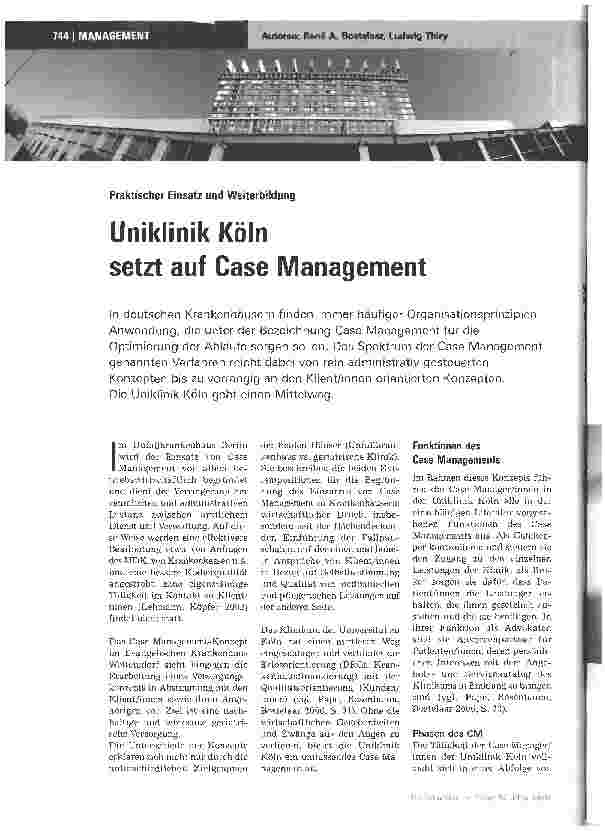 Vorschauseite 1: Uniklinik Köln setzt auf Case Management