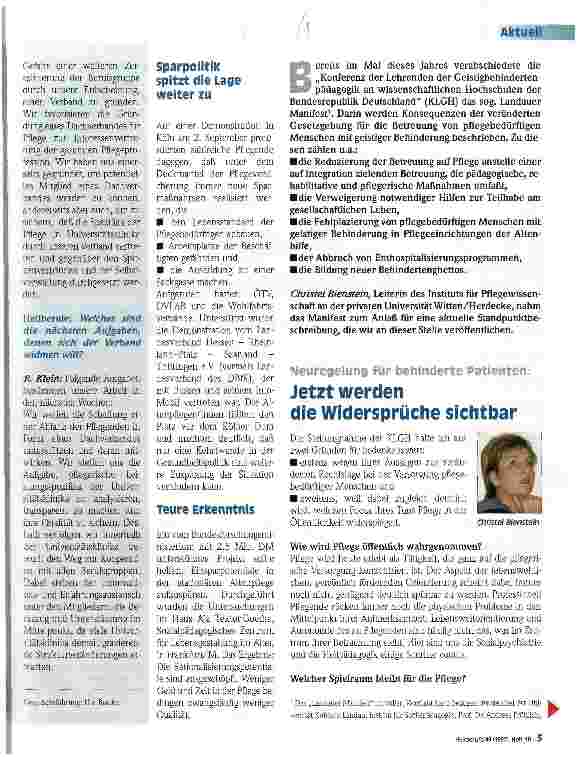 Vorschauseite 1: Jetzt werden die Widersprüche sichtbar Neuregelung für behinderte Patienen