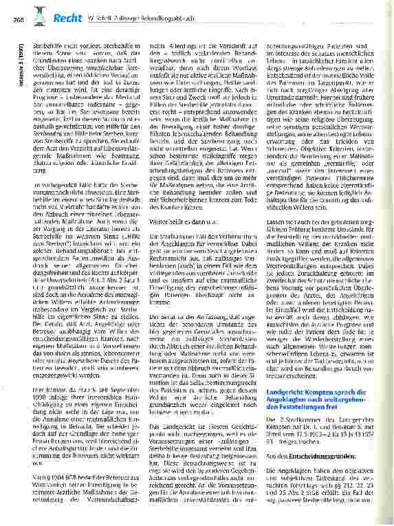 Vorschauseite 3: Bei einem unheilbar erkrankten, nicht mehr entscheidungsfähigen Patienten kann der Behandlungsabbruch zulässig sein