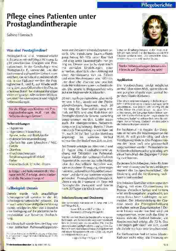 Vorschauseite 1: Pflege eines Patienten unter Prostaglandintherapie