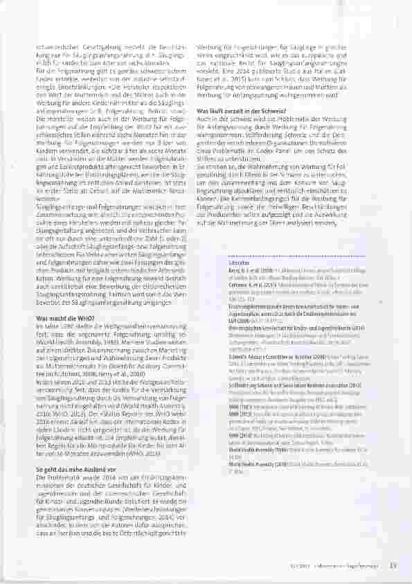 Vorschauseite 2: Zum Schutz des Stillens ist die Werbung von Säuglingsnahrung eingeschränkt