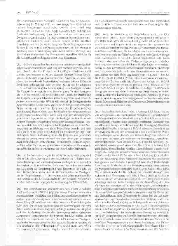 Vorschauseite 4: Drittanfechtung der Genehmigung der belristeten Verlängerung einer Dialysezweigpraxis durch Hauptpraxis in der Versorgungsregion der Nebenbetriebsstätte Beteiligung der Krankenkas…