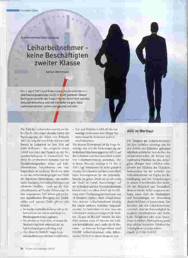 Vorschauseite 1: Leiharbeitnehnner keine Beschäftigten zweiter Klasse