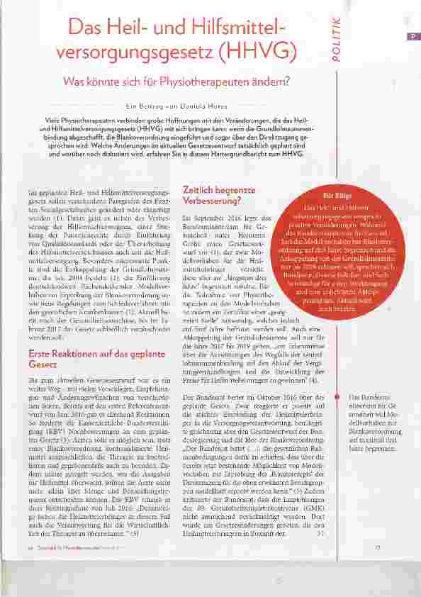 Vorschauseite 1: Das Heilund Hilfsmittelversorgungsgesetz (HHVG)
