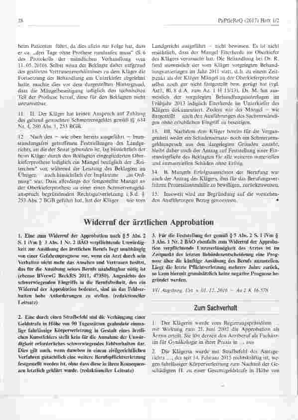 Vorschauseite 1: Widerruf der ärztlichen Approbation