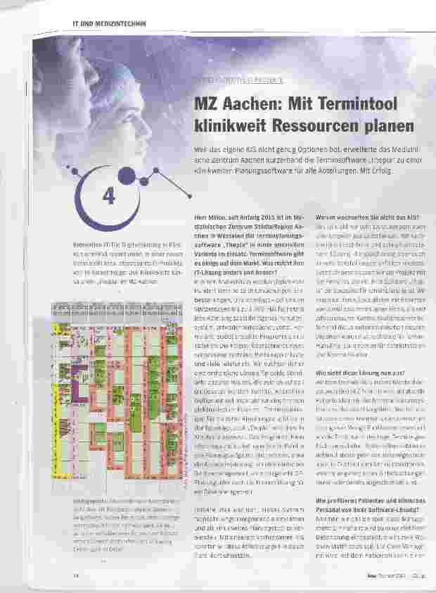 Vorschauseite 1: MZ Aachen: Mit Termintool klinikweit Ressourcen planen