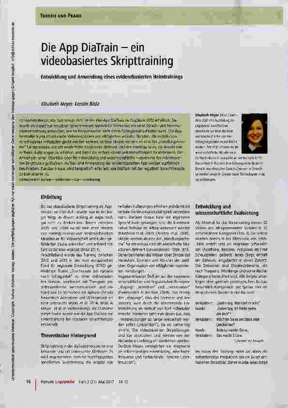 Vorschauseite 1: Die App DiaTrain - ein videobasiertes Skripttraining