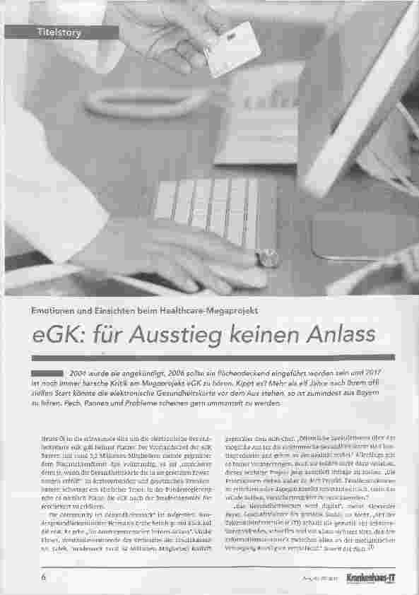 Vorschauseite 1: eGK: für Ausstieg keinen Anlass