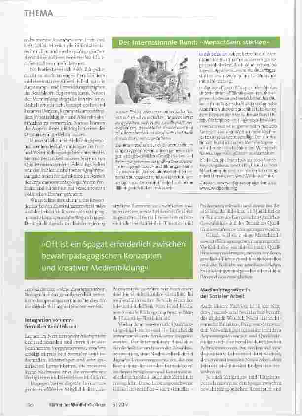Vorschauseite 2: Menschen zur emanzipierten Teilhabe befähigen Die Digitalisierung erfordert Initiativen bei vielen Aspekten der Sozialen Arbeit