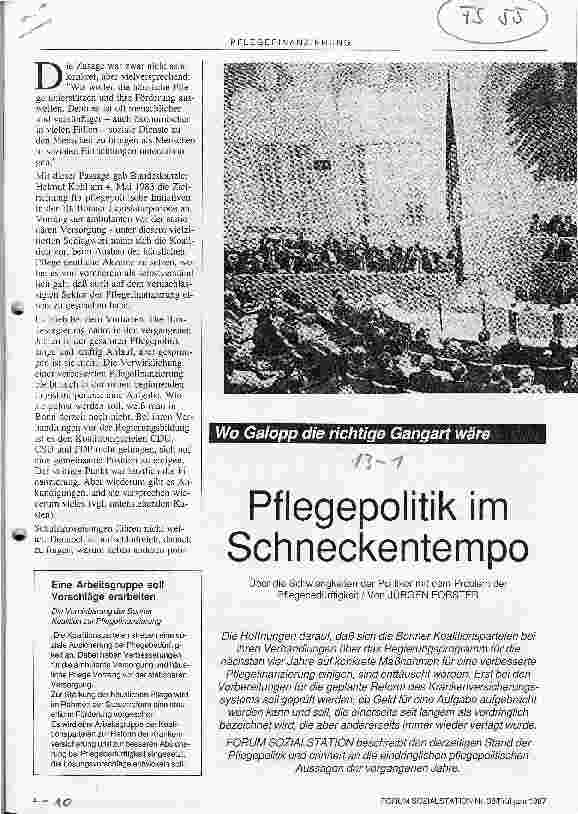Vorschauseite 1: Wo Galopp die richtige Gangart wäre Pflegepolitik im Schneckentempo