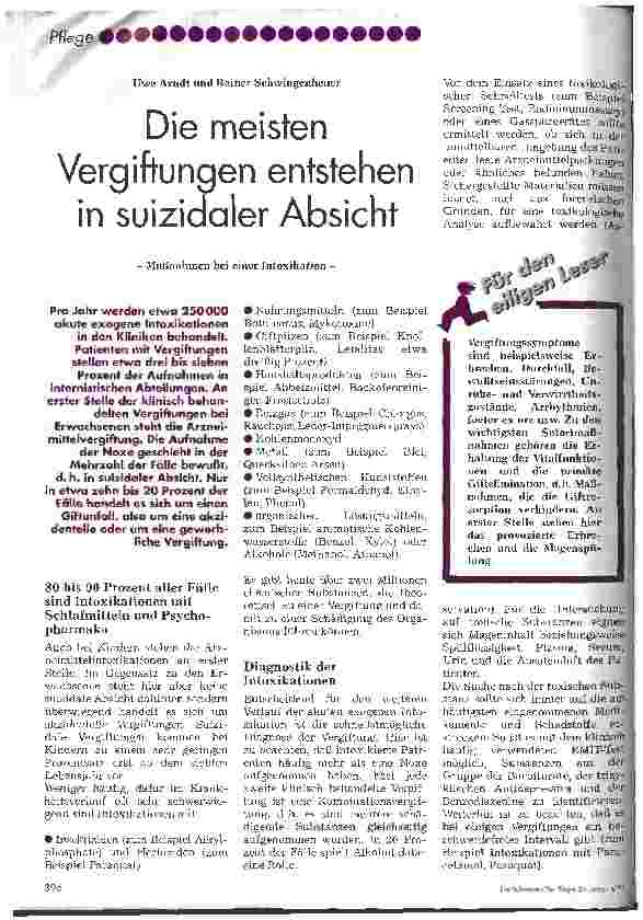 Vorschauseite 1: Die meisten Vergiftungen entstehen in suizidaler Absicht Maßnahmen bei einer Intoxikation