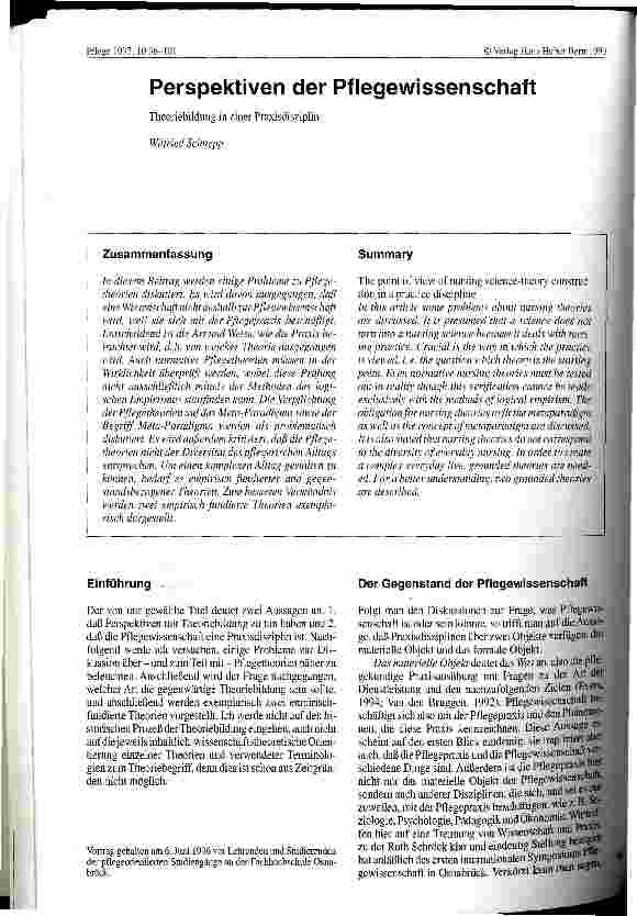Vorschauseite 1: Perspektiven der Pflegewissenschaft Theoriebildung in einer Praxisdisziplin
