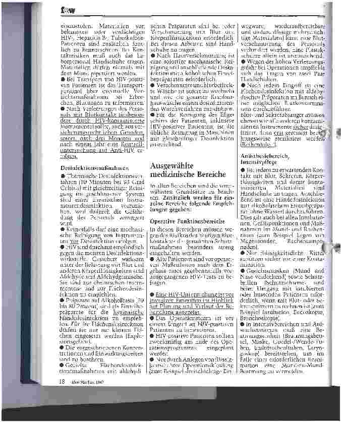 Vorschauseite 2: Aids-Prophylaxe in Krankenhaus u. Praxis Empfehlung des Arbeitskreises für Krankenhaushygiene