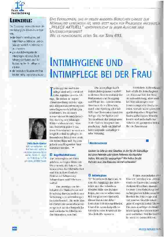 Vorschauseite 1: Intimhygiene und Intimpflege bei der Frau