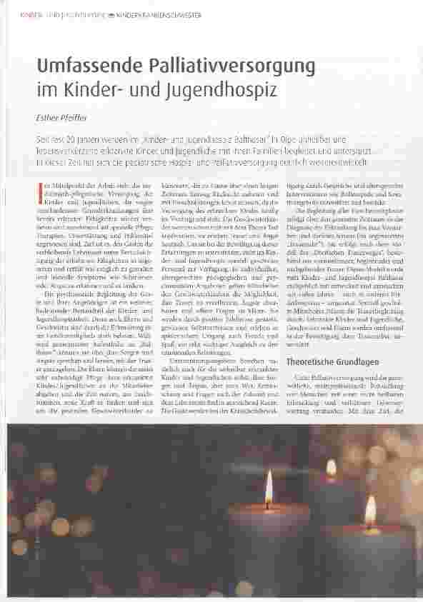Vorschauseite 1: Umfassende Palliativversorgung im Kinderund Jugendhospiz